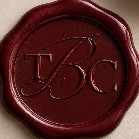The Brokerage Collective TBC monogram pressed in burgundy wax